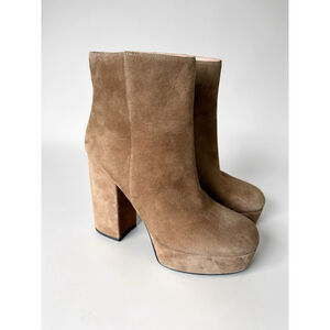 COACH Women's Iona Suede Platform High Chunky Y2K Block Heel Booties Size 9 Tan